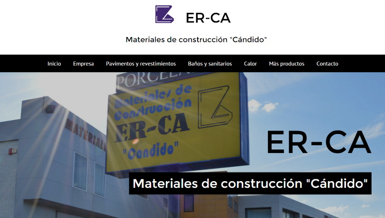 Página web ERCA Materiales de construcción Cándido en Verín. Sendadixital