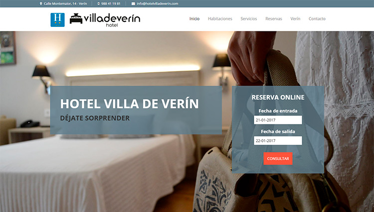 Página web Hotel Villa de Verín - Sendadixital