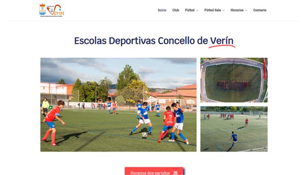 Página web Escolas deportivas Concello de Verín - Sendadixital